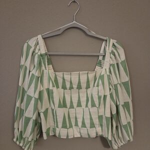 Green Geometric Women's Top